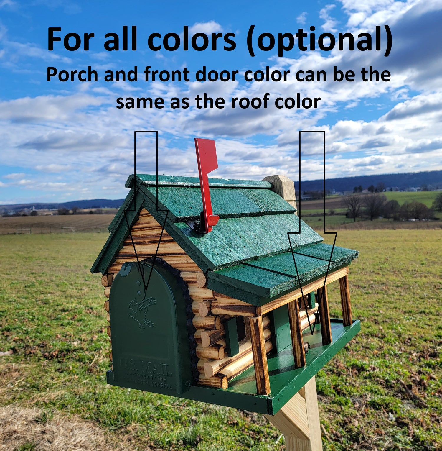 Wood Log Cabin Mailbox - Amish Handmade with Metal USPS Approved Mailbox - Multi Colors - Outdoor Decor - Log Cabin + Metal Insert