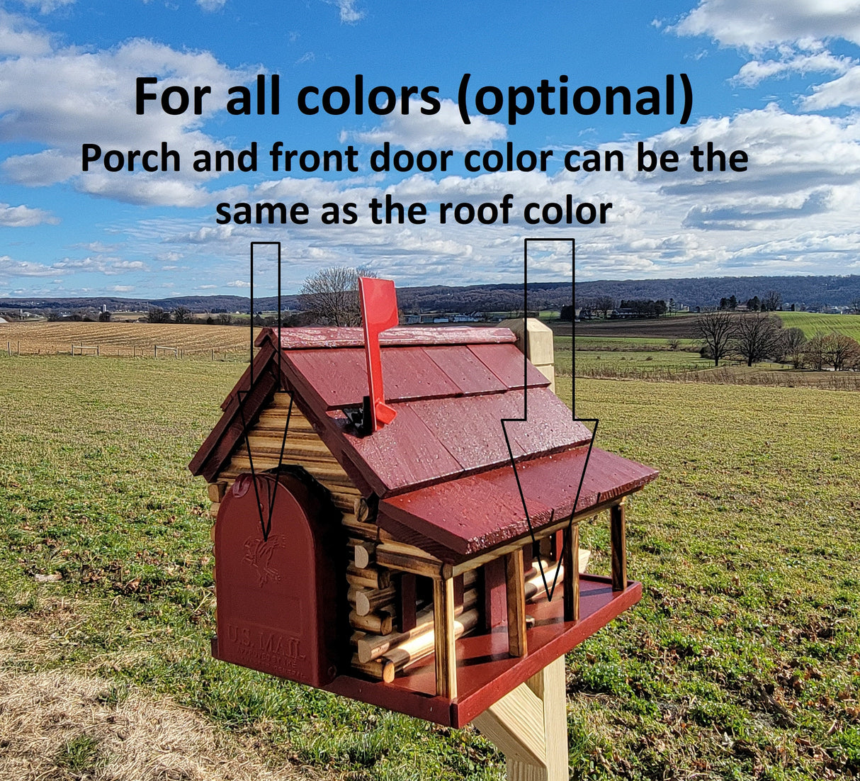 Amish Mailbox - Handmade - Log Cabin Style - Wooden with Metal USPS Approved Mailbox Outdoor - Log Cabin + Metal Insert