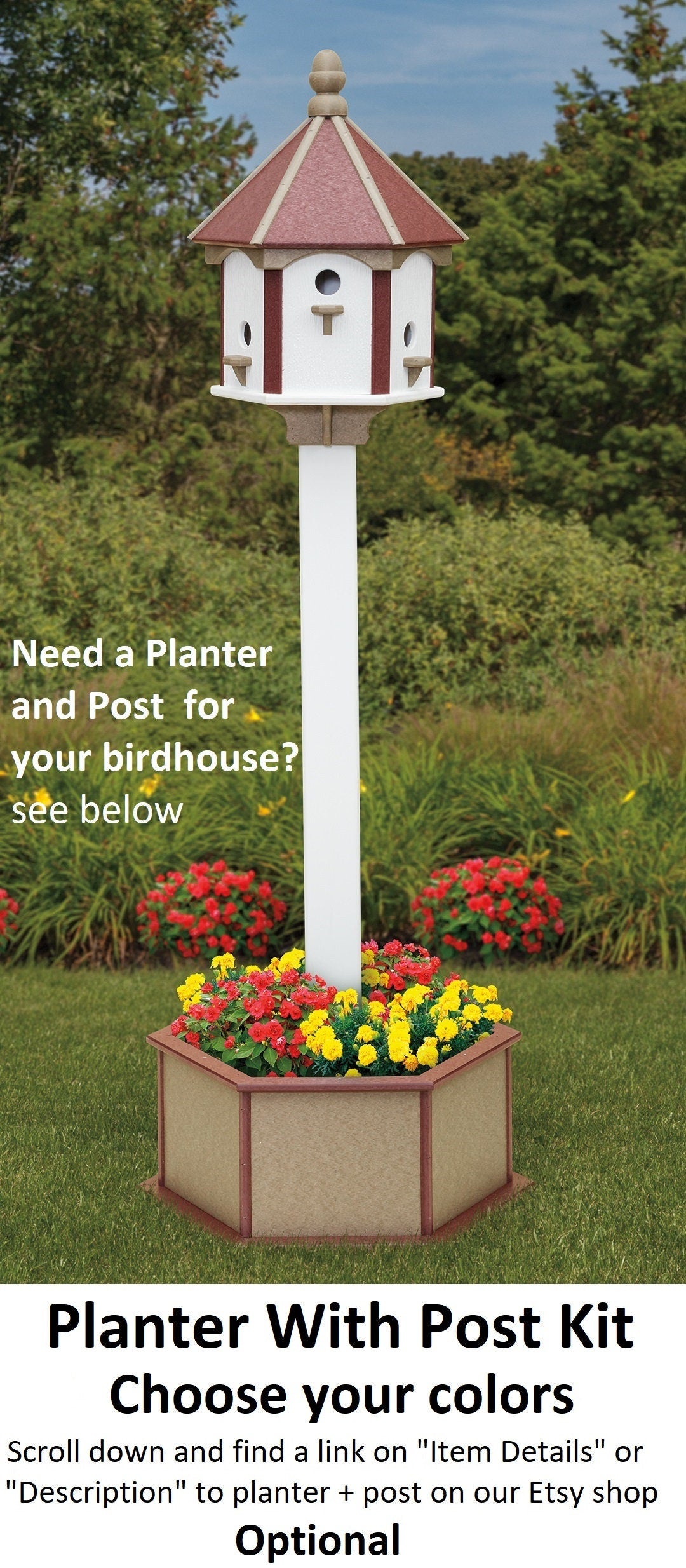 Bird House Gazebo Poly Amish Made With 6 Nesting Compartments X-Large Weather Resistant - Home & Living:Outdoor & Gardening:Feeders & Birdhouses:Birdhouses