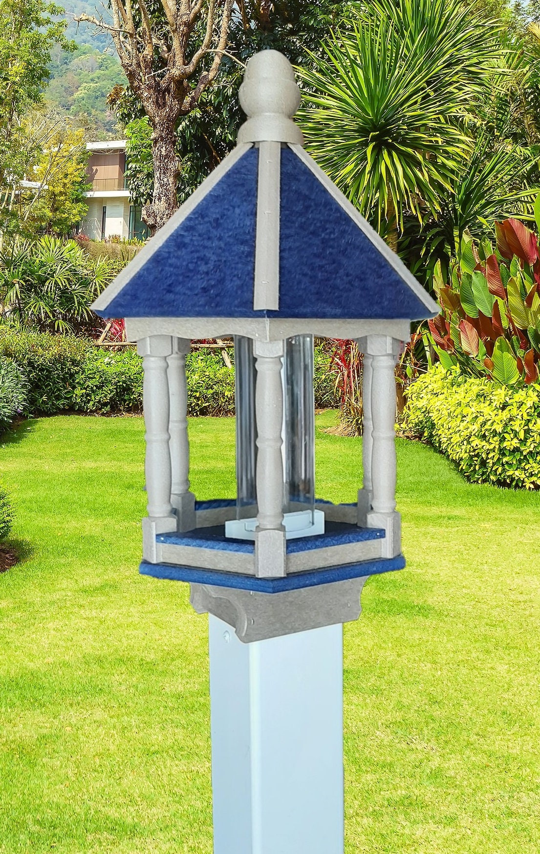 Bird Feeder - Poly Lumber - Amish Handmade - Weather Resistant - Premium Feeding Tube - Easy Mounting on 4&quot;x4&quot; Post - Home & Living:Outdoor & Gardening:Feeders & Birdhouses:Bird Feeders