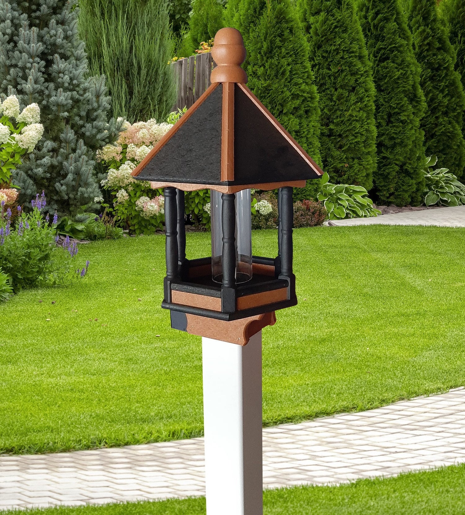 Bird Feeder - Poly Lumber - Amish Handmade - Weather Resistant - Premium Feeding Tube - Easy Mounting on 4&quot;x4&quot; Post - Home & Living:Outdoor & Gardening:Feeders & Birdhouses:Bird Feeders