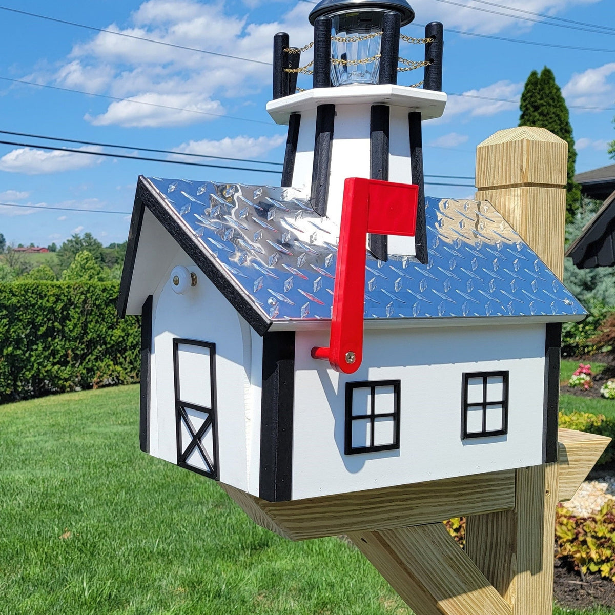 Amish Mailbox With Solar Lighthouse - Poly Lumber - Handmade Active ...