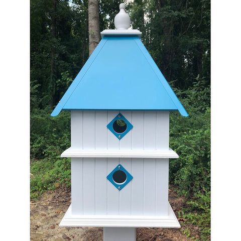 Birdhouse Handmade Choose Roof Color X-Large 2 Story 8 Nesting Compartments Vinyl PVC Bird House With Metal Predator Guards.