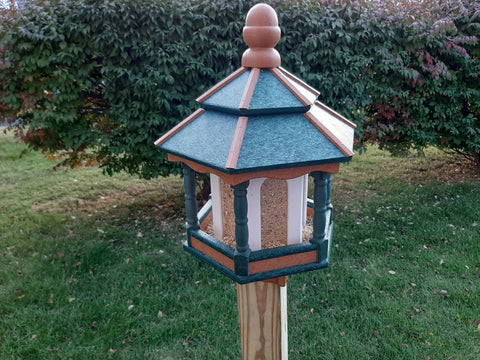 Gazebo Bird Feeder - Amish Handmade - Poly Lumber Weather Resistant - X- Large Size - Large Feeding Opening - Feeder For Outdoors