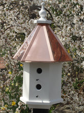 Load image into Gallery viewer, Birdhouse Copper Roof Handmade Wooden With 4 Nesting Compartments Birdhouses Outdoor
