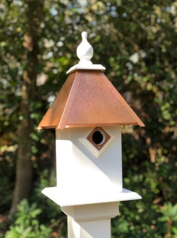 Classic Handmade Bird House, 1 Nesting Compartment, Metal Predator Guards, Choose Roof Color, Birdhouse For The Outdoors, Pole Not Included