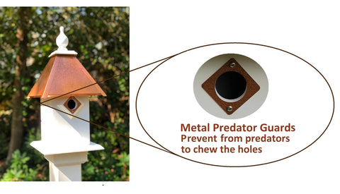 Classic Handmade Birdhouse Choose Roof Colors, 1 Nesting Compartment and Metal Predator Guards, Outdoor Decor