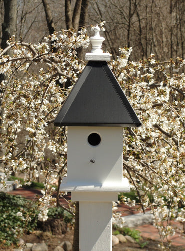Bird House - 1 Nesting Compartment - Handmade - Wooden - Weather Resistant - Black Aluminum Roof - Birdhouse Outdoor - Post Not Included - Bird House Small