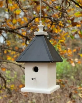 Birdhouse Hanging Handmade Wooden With 1 Nesting Compartment Aluminum Roof