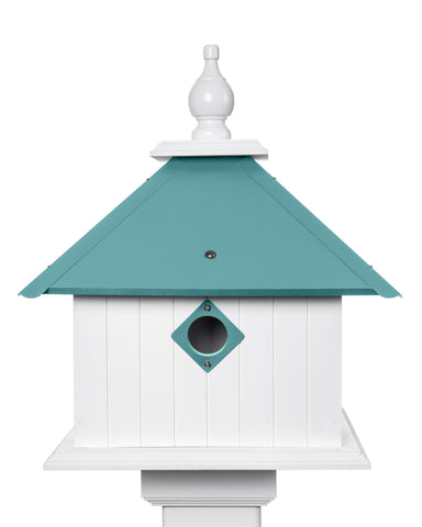 Bird House - 2 Nesting Compartments - Handmade - Metal Predator Guards - Weather Resistant - Pole Not Included - Birdhouse Outdoor