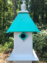 Load image into Gallery viewer, Classic Handmade Bird House, 1 Nesting Compartment, Metal Predator Guards, Choose Roof Color, Birdhouse For The Outdoors, Pole Not Included
