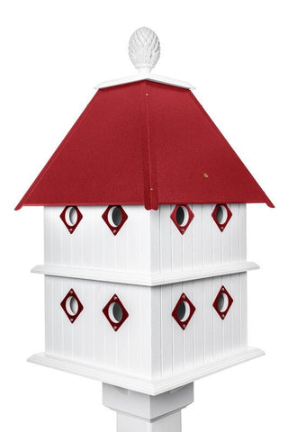Bird House - X-Large 8 Nesting Compartments - Handmade - Metal Predator Guards - Weather Resistant - Pole Not Included - Birdhouse Outdoor