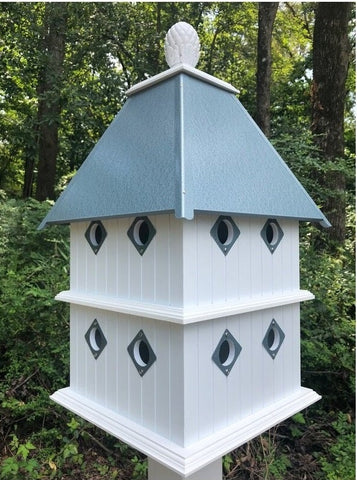 Birdhouse Handmade Choose Roof Color Vinyl PVC Bird house With 8 Nesting Compartments and Metal Predator Guards, Weather Resistant
