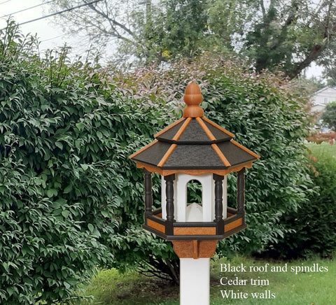 Poly Bird Feeder - Amish  - Handmade - Large Size - x- Large Feeding Opening - Poly Lumber Weather Resistant - Bird Feeder For the Outdoor