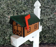 Amish Mailbox - Handmade - Poly Lumber Barn Style - Green Roof, Cedar Box With Black Trim - Weather Resistant - Barn Mailboxes Poly