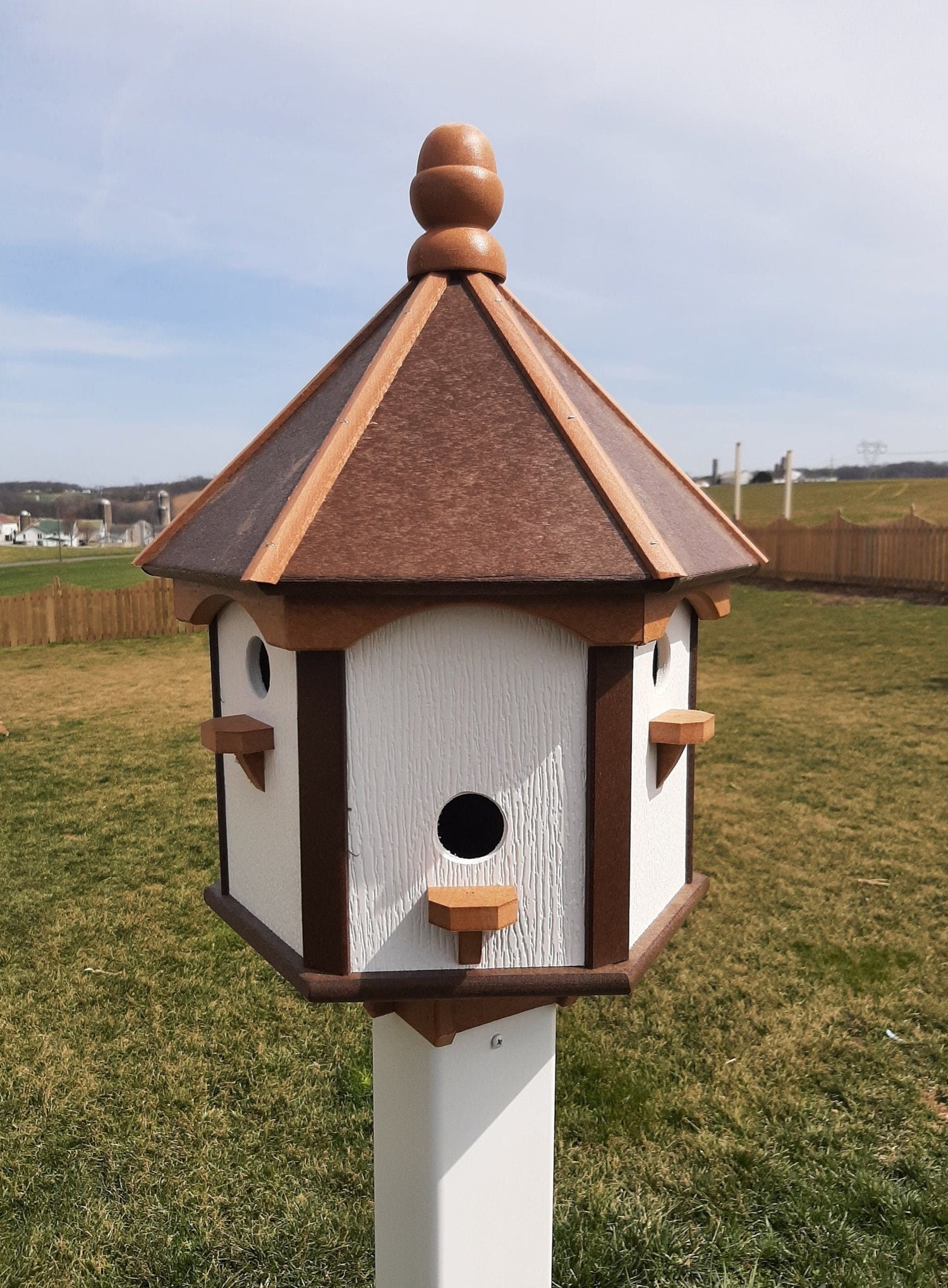 Gazebo Birdhouse Amish Handmade Poly With 6 Nesting Compartments - Birdhouse Outdoor Decor - Home & Living:Outdoor & Gardening:Feeders & Birdhouses:Birdhouses