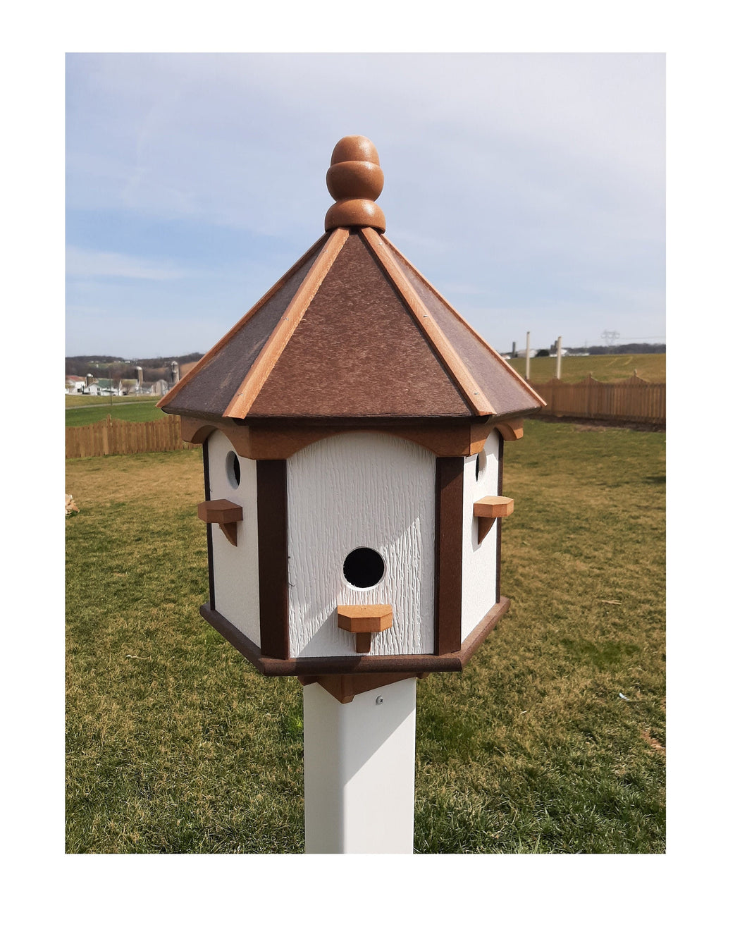 Birdhouse X-Large Amish Handmade, Poly Weather Resistant House With 6 Nesting Compartments