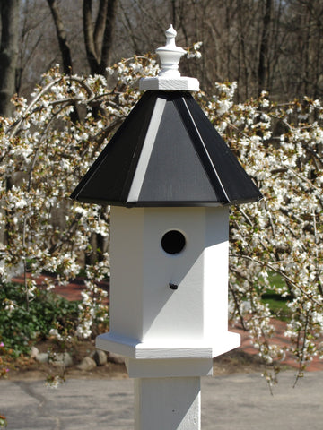 Wood Birdhouse, Aluminum Roof, 1 Nesting Compartment 6 Sided Handmade in The USA