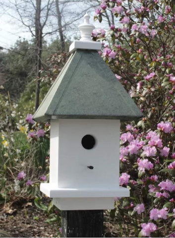 Birdhouse Handmade Wooden With 1 Nesting Compartment, Aluminum Roof