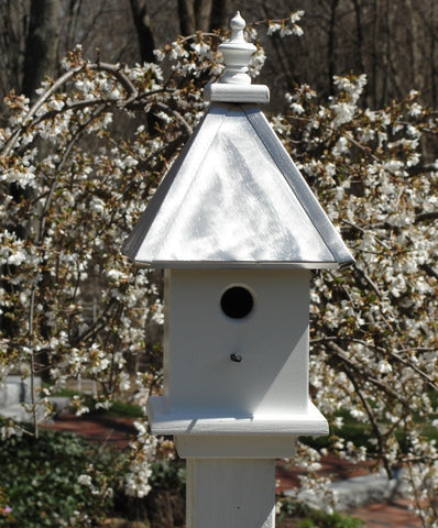 Wooden Birdhouse Handmade With 1 Nesting Compartment, Aluminum Roof
