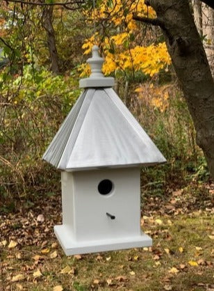 Birdhouse Hanging Handmade Wooden With 1 Nesting Compartment Aluminum Roof