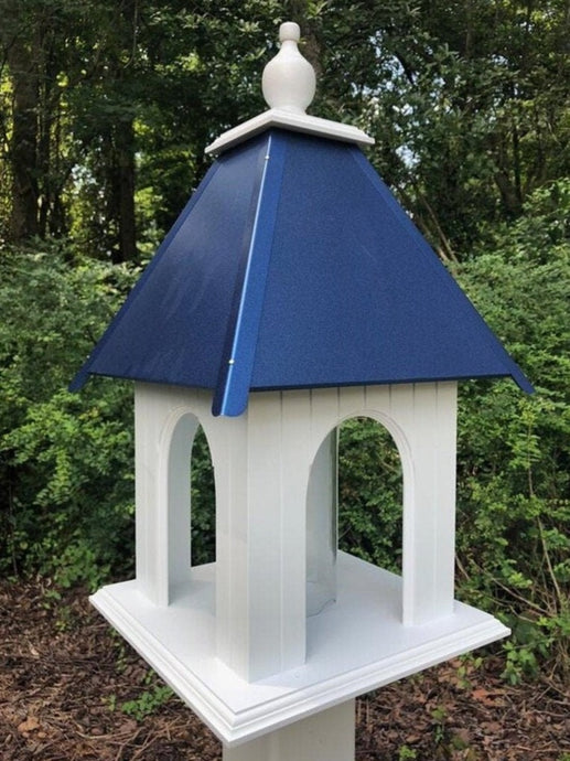 Gazebo Bird Feeder Vinyl PVC Weather Resistant Handmade Choose Roof Color - Bird feeders Large / XL