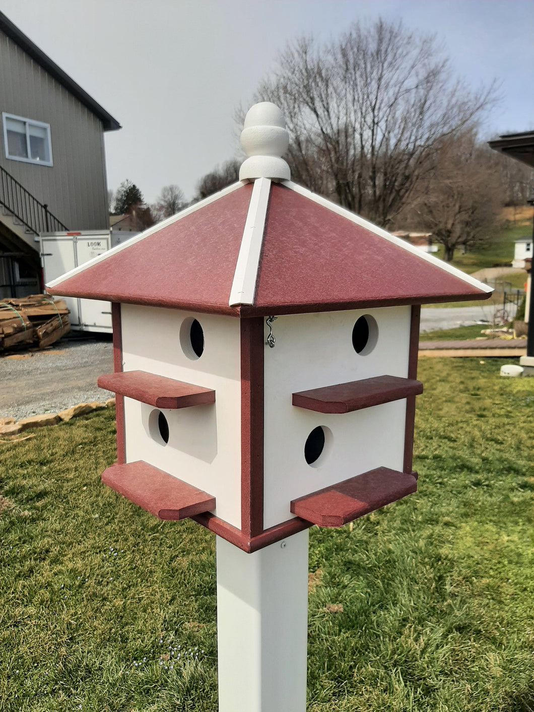 Purple Martin Bird House - 8 Nesting Compartments - Amish Handmade - Weather Resistant - Made of Poly Lumber - Birdhouse Outdoor