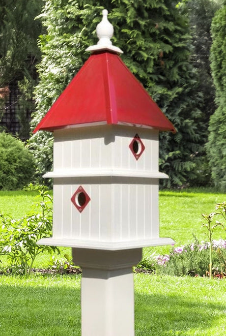 Bird House - 4 Nesting Compartments - 2 story - Handmade - Metal Predator Guards - Weather Resistant - Birdhouse Outdoor - Home & Living:Outdoor & Gardening:Feeders & Birdhouses:Birdhouses