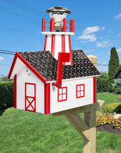 Load image into Gallery viewer, Amish Mailbox With Solar Lighthouse - Wood or Poly Lumber - Handmade Active - Lighthouse Mailboxes
