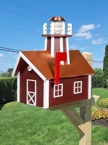 Amish Mailbox With Solar Lighthouse -  Wood or Poly Lumber - Handmade - Home & Living:Outdoor & Gardening:Mailboxes