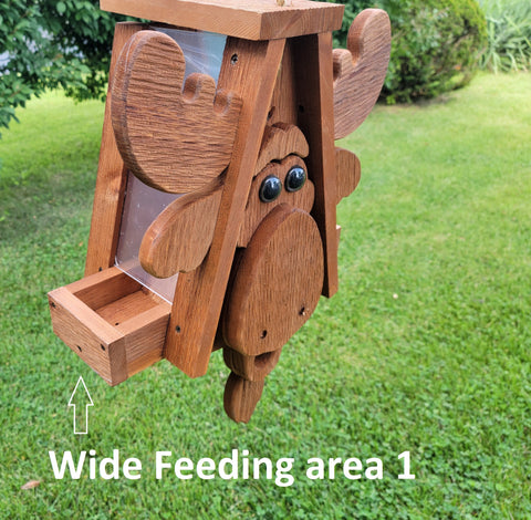Bird Feeder - Hanging - Moose Bird Feeder - easy to Fill - Amish Handmade Bird Feeders for the Outdoor