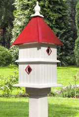 Birdhouse Handmade Vinyl PVC 2 Story With 4 Nesting Compartment, Metal Predator Guards, Choose Your Roof Color, Weather Resistant - Home & Living:Outdoor & Gardening:Feeders & Birdhouses:Birdhouses