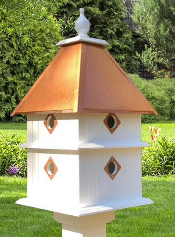 Birdhouse Handmade Choose Roof Color X-Large 2 Story 8 Nesting Compartments Vinyl PVC Bird House With Metal Predator Guards.