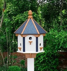 Amish Made Gazebo Birdhouse in Multiple Colors, Large 6 Holes Poly Lumber With 6 Nesting Compartments
