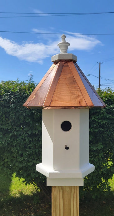 Birdhouse Copper Top Handmade Wooden With 1 Nesting Compartment - Copper Roof