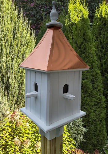 Birdhouse Copper Roof Handmade Vinyl Large With 4 Nesting Compartments Weather Resistant, Copper Top Birdhouse Outdoor - Copper Roof