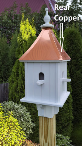 Birdhouse Copper Roof Handmade Vinyl Large With 4 Nesting Compartments Weather Resistant, Copper Top Birdhouse Outdoor
