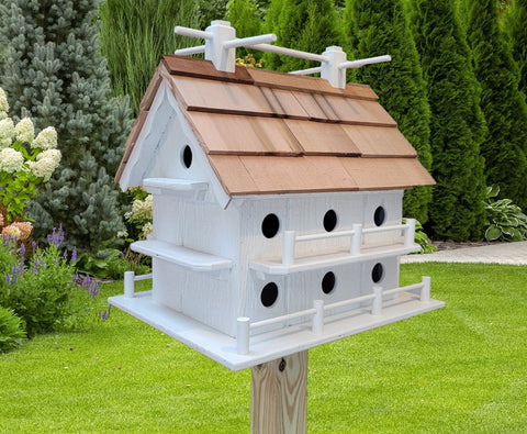 Purple Martin - White - Bird House - Amish Handmade - 14 Nesting Compartments - Weather Resistant - Birdhouse outdoor