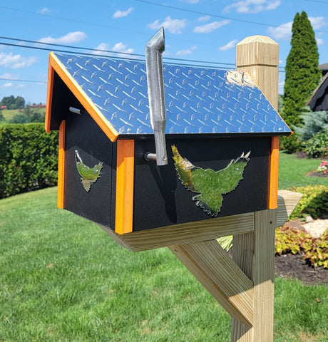 Amish Mailbox Kit of Handmade Poly Mailbox and Poly Post With Birds Design