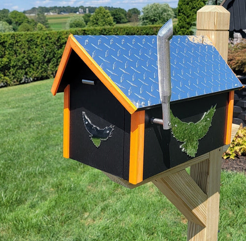 Amish Mailbox Kit of Handmade Poly Mailbox and Poly Post With Birds Design - Barn Mailboxes Poly