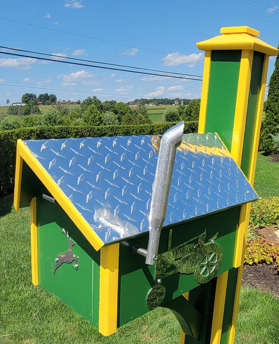 Amish Mailbox Set of Handmade Poly Mailbox and Poly Post With Nature Design - Unique Mailboxes