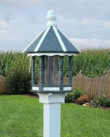Gazebo Bird Feeder - Amish Handmade - Poly Lumber Weather Resistant - Premium Feeding Tube - Easy Mounting - Bird Feeder For Outdoors