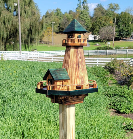 Bird Feeders and House Amish Handmade, Wooden Combo Birdhouse and Feeder