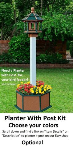 Bird Feeder - Amish Handmade - Poly Lumber Weather Resistant - Large Feeding Opening - Bird Feeders For Outdoors