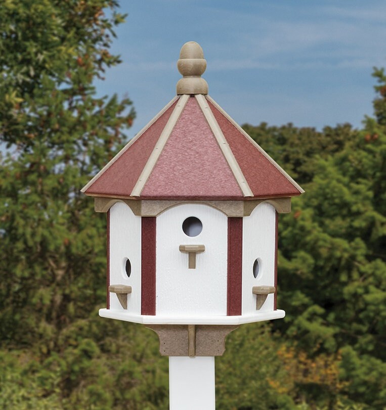 Gazebo Birdhouse Amish Handmade Poly With 6 Nesting Compartments - Birdhouse Outdoor Decor - Home & Living:Outdoor & Gardening:Feeders & Birdhouses:Birdhouses