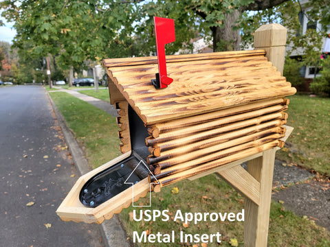 Amish Mailbox Handmade Pine Wood With Metal USPS Approved Mailbox Insert, Mailboxes Outdoor
