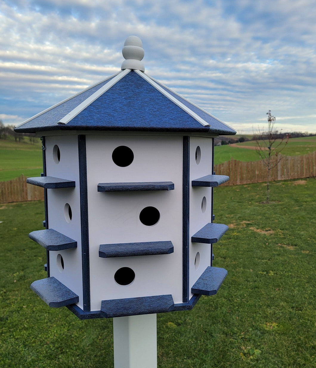 Purple Martin - Bird House - 18 Nesting Compartments - Amish Handmade - X-Large Weather Resistant - Made of Poly Lumber - Birdhouse Outdoor