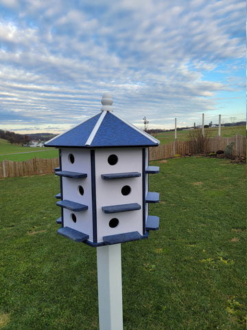 Purple Martin - Bird House - 18 Nesting Compartments - Amish Handmade - X-Large Weather Resistant - Made of Poly Lumber - Birdhouse Outdoor