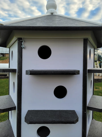 Purple Martin Birdhouse - 18 Nesting Compartments - Amish Handmade - X-Large Weather Resistant - Made of Poly Lumber - Birdhouse Outdoor