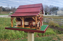 Load image into Gallery viewer, Western Bird Feeder Amish Handmade Large, Cedar Roof, Yellow Pine and White Stones

